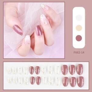 Maroon And Gold Press On Nail Set of 24